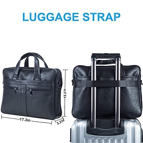 seyfocnia Men's Business Travel Briefcase Leather Messenger Bags Laptop Bag 17.3 inch Work Computer Bag Handmade Satchel Bag (Black) — view 6