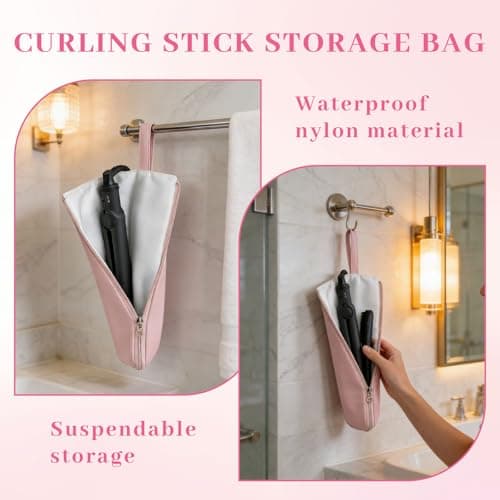 LuminaVerde Bag for Curling Iron, Protective case for Travel Straightener, Heat-Resistant mat, Straightener Holder — view 4