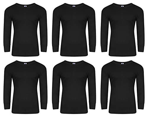 6 x Mens Thermal Long Johns Top Bottom Underwear Trousers T Shirt Set S M L XL (Black Full Sleeve, M)