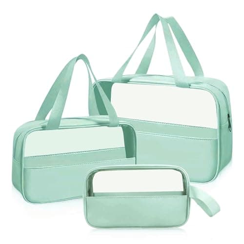 Clear Travel Toiletries Bag, 3Pcs Portable Travel Toiletry Bag(Green)