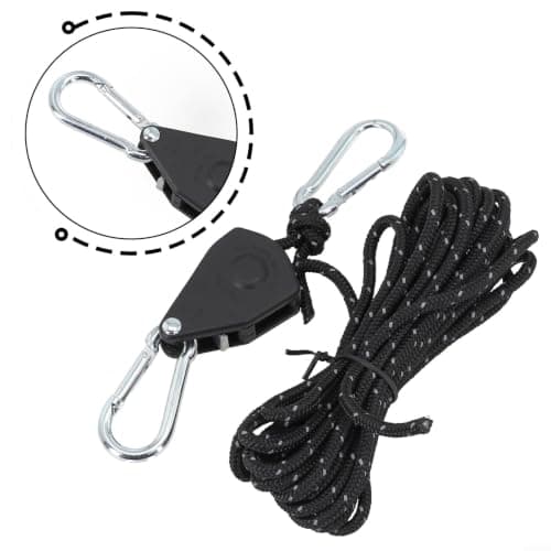 Adjustable Tent Rope, 4M Lifting Pulley System With Carabiner, Stainless Steel And Nylon Hanger For Camping Tents, Awnings, Canopies, Backpacks(Black) — view 5