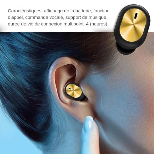 Mini Wireless Earphone - Single Wireless Earbud, Black Gold Earbuds — view 3