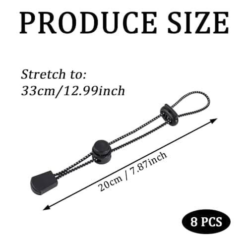 SYEYCW 8 Pcs Bungee Cord with Fixing Buckle, Backpack Elastic Rope Fixing Buckle, Walking Stick Holder, Backpack Elastic Ropes Attachment Pole, Fastening Cord for Trekking, Hiking, Camping, Black — view 2