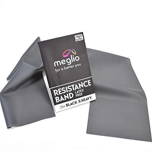 Meglio Resistance Band, 2m, Black, Latex Free, With Exercise Guide