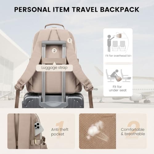 LOVEVOOK Laptop Backpack for Women with Lunch Compartment and Pouch Pocket for Large Capacity Cup,15.6 Inch Insulated Cooler Laptop Rucksack Work Travel College Teacher Business Picnic Lunch Bag Box — view 6