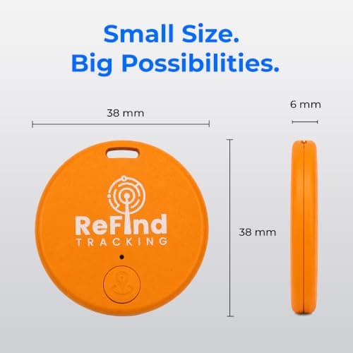 ReFind R2 Smart Tracker for Android and iPhone. Mini GPS Tag Bluetooth 5.0 Key Finder. Samsung AirTag Alternative for Keys, Pets, Wallets and Luggage (Orange) — view 2