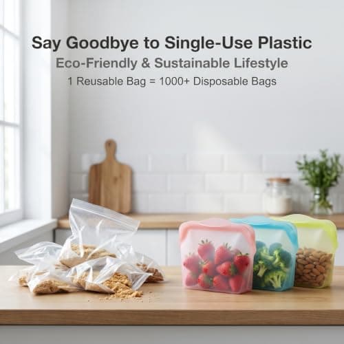 Kaaeiccr Everbag Silicone Food Storage Bags, Reusable Stand Up Bags — view 2