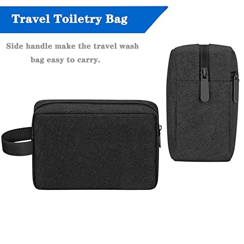 Toiletry Bag for Men Women Travel Wash Bag Water-Resistant Gym Shaving Organiser Bag, Shower Bathroom Makeup Bag with Handle, Black — view 3