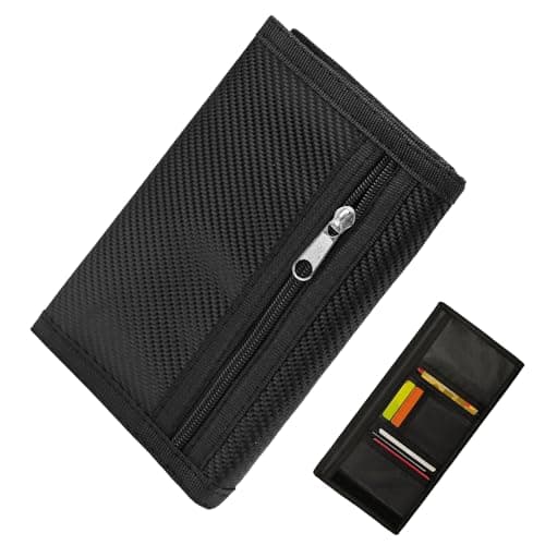 Black Slim Wallet for Men with Coin Pocket, RFID Blocking Trifold Wallet