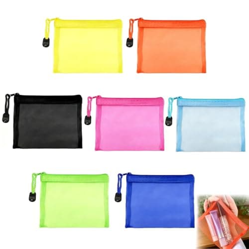 7PCS Mesh Small Make up Bag Set, Small Pouch with Zip Travel Toiletry Bags