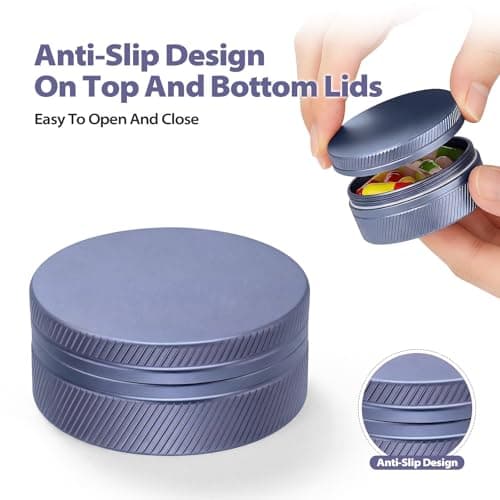 Portable Metal Pill Box Organiser - Waterproof Tablet Box with Removable Divider, Small Aluminium Pill Case, Rugged Medicine Container for Daily Vitamins and Travel, Pocket & Handbag Size, Dark Blue — view 4