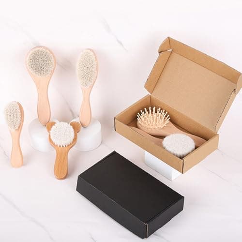 Portable Infant Comb Brush Set for Travel Soft Wool Bristles Gentle on Scalp Includes & Bath Brush Safe Easy Carry Soft — view 5