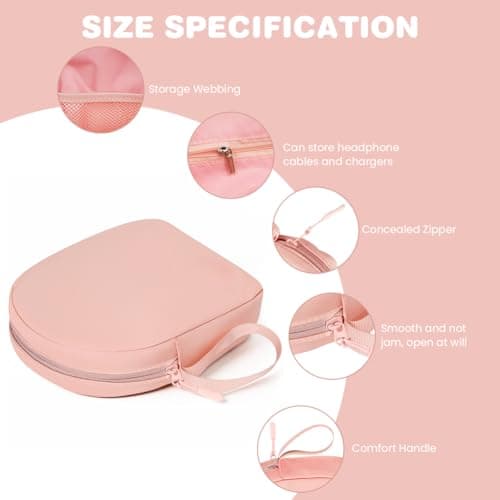 HOTUT Headphone Case,Soft Headphone Carrying Case,Universal Portable Travel Headphone Storage Cover Bag for JBL Live,JBL Tune 510BT/520BT/500BT/720BT,Sony WH-CH520/510/720/710(Pink) — view 3