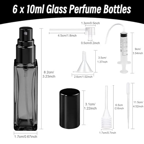 Bohoray 6PCS Perfume Atomiser Refillable, 8ml Clear Glass Perfume Travel Bottle with 5 Distribution Accessories, Travel Perfume Atomiser Refillable for Purse Handbag Pocket Luggage（Navy Blue） — view 2