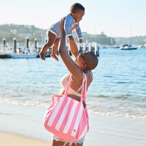 Dock & Bay Everyday Beach Tote Bag - Reusable Beach Handbag & Shopping Carrier - Cabana - Malibu Pink — view 3