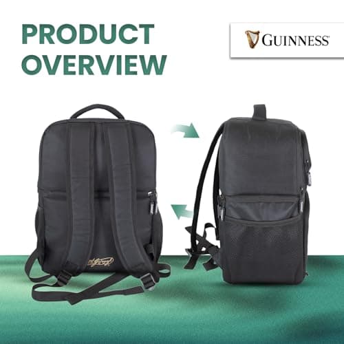 Guinness Cooler Backpack 24L – Insulated bag with padded straps, side pockets & leakproof lining. Perfect for travel, camping, BBQs, picnics & beach trips. Official Guinness cool bag for outdoors — view 6