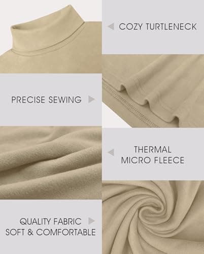 QIXING Men's Thermal Turtleneck Top, Long Sleeve Base Layer, Khaki, M — view 4