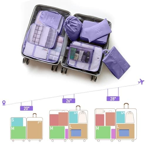 10pcs Packing Cubes for Suitcases, Travel Organiser Packing Bags for Clothes Shoes Toiletries Travel Luggage Organizers Storage Bags (Deep Purple) — view 4