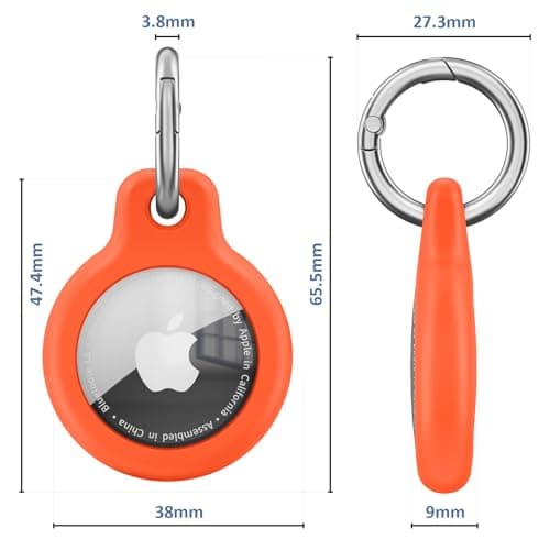 Air-Tag Holder Air-Tag Silicone Case, with Keychain, TPU Case for Air Tags Keyring for Keys, Bags, Luggage, Pet Collar, Anti-Lost and Scratch-Resistant, Fully Covered (Orange) — view 2