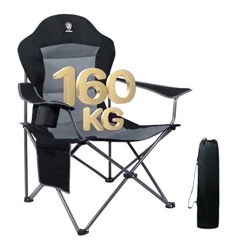 EVER ADVANCED Camping Chairs for Adults Heavy Duty Up to 160kg Black