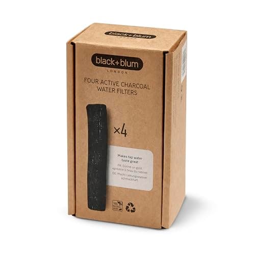 BLACK+BLUM | Charcoal Water Filter Sticks | Traditional Japanese Charcoal Water Filter System, Hydration + Carbon Filter for Water Bottles + Water Dispensers | 4 Pieces, Last 6 Months Each, Wood Black — view 2