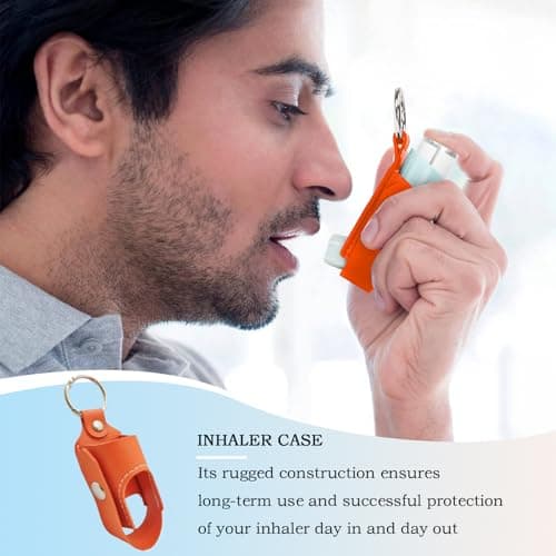 asthmas Inhaler Case Keychain - Shape Discrete & Secure Hygiene Carry, Portable Medical Pouch for Ventolin Salbutamol, Anti-Lost Quick-Release Clip, Soft-Touch PU Leather | Kids Adults — view 3