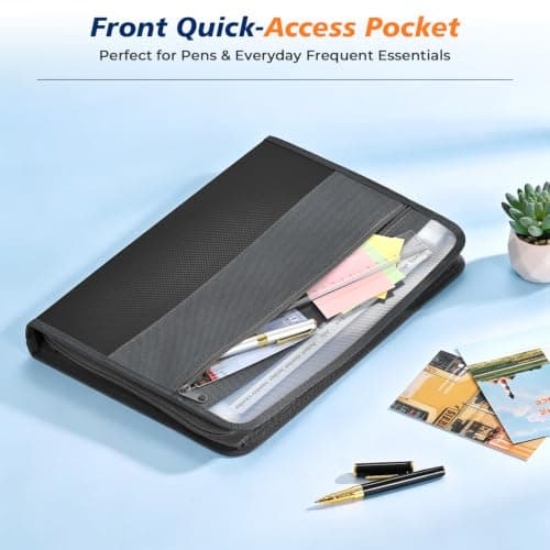 13 Pockets Portable File Organiser, A4 Accordion Document Organiser with Zipper Closure, Tabs, Sticky Labels & Extra Front Pocket for Home Office Travel — view 5