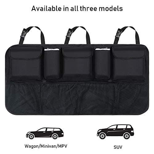 URAQT Car Boot Organiser Waterproof Kick Mats Car Organiser Seat Back Protectors, Multi-Pocket Children's Travel Storage, Durable Foldable Cargo Net Storage for Car Backseat Cover (Large) — view 4