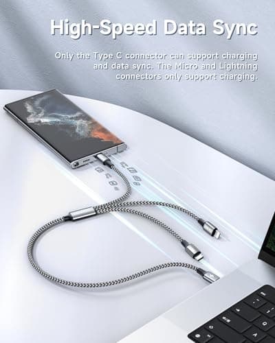 RAVIAD 100W USB C Multi Charger Cable Short [50CM] 3 in 1 Fast Charging — view 6
