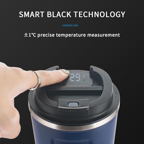 Newvenper Stainless Steel Vacuum Insulated Travel Coffee Mug, Led Temperature Display Insulated Tumbler, Leak Proof with Lid Keeps Cold and Warm, Suitable for Coffee, Tea and Beer (Blue) — view 3