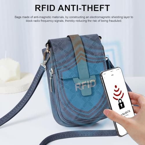 MUIIKOLA Small Phone Shoulder Bag,Women's RFID Blocking Large Capacity Phonebag Vegan Leather, Wallet with Card Slots, Adjustable, Removable Shoulder Strap, For Cell Phones up to 6.9" — view 6
