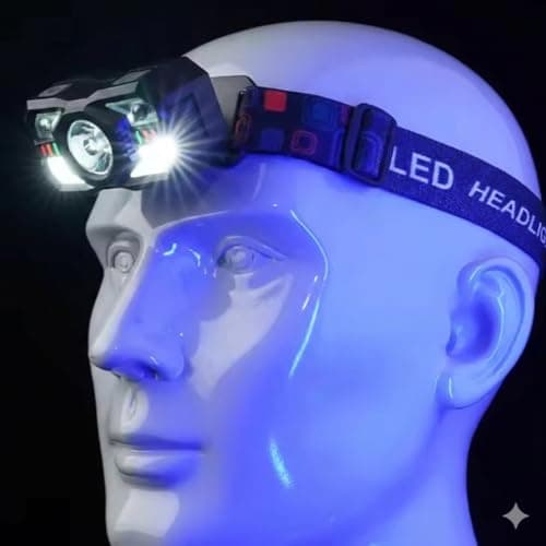 Head Torch, Water Resistant, Bright White, Hand Motion Sensor, Red/Flashing Modes, Brightness Adjustment, USB Rechargeable Waterproof LED Head Torch. Camping, Cycling, Running, Fishing, Night time. — view 5