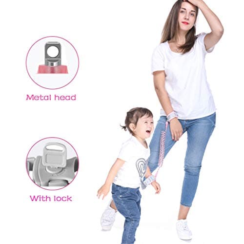 Anti Lost Belt/Locked Anti-Lost Child Safety Wrist Link, 360 Degree Rotating Joint Reflective Children Wrist Reins Safety Adjustable 1.5M Toddler Wrist Strap for Walking(Pink) — view 5