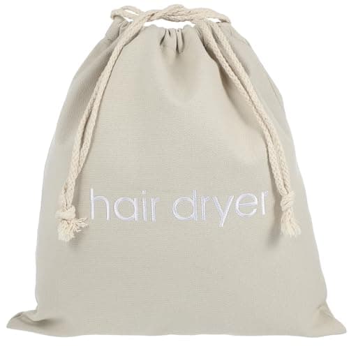 Minkissy Hair Dryer Bags Drawstring Bag for Travel Bathroom Storage Light Grey Canvas Drawstring Pouch Protective Dustproof Organizer for Hotel Guest Room and Home Use 33x30cm