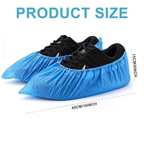 Disposable Shoe Covers Waterproof Overshoes Shoe Protector Covers Shoe Boot Cover Non Slip Plastic Shoes Covers Keeping Shoes Floors Carpets Clean 100 Pcs — view 2