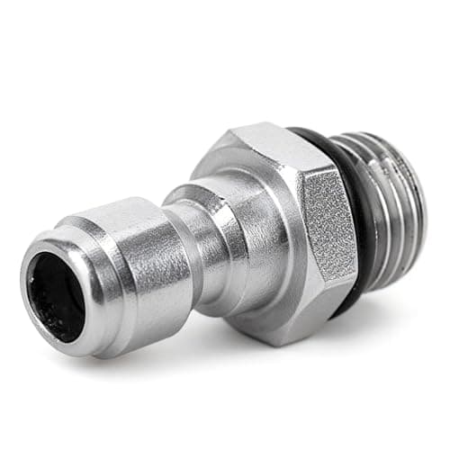 1/4'' Quick Release Connector, 14mm Male Thread to 1/4 inch Quick Release Adapter Pressure Washer Sprayer Snow Foam Lance Bottle Connecting Parts Stainless Steel Coupler — view 5