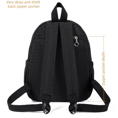 AOTIAN Mini Backpack for Women, Durable Nylon Small Daypack, Black — view 4