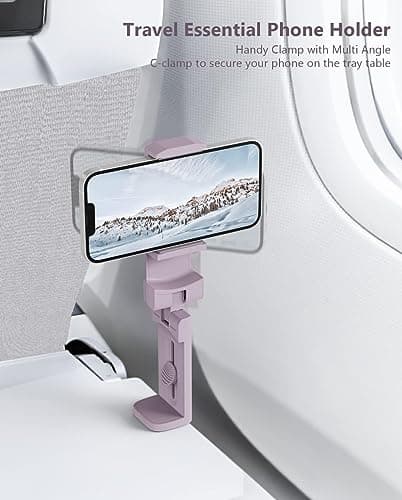 MiiKARE Portable Airplane Phone Holder-360° Rotation Phone Holder for Plane,Hands-Free Travel Essentials for Flying,Foldable Pocket-size Phone Stand Holiday Essentials Compatible iPhone&Android-Purple — view 3