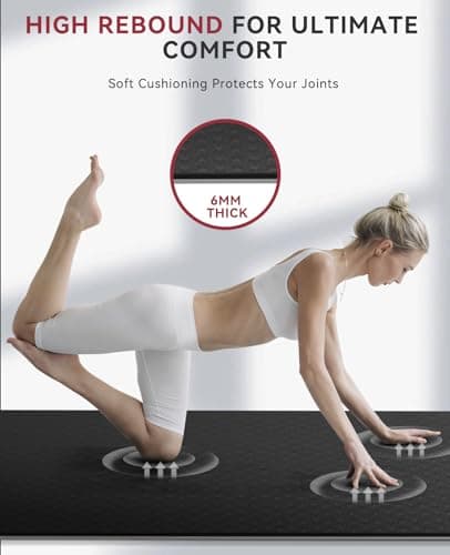 HAPBEAR Large Yoga Mat - 183x 91cmx 6mm Non-Slip Exercise Mat for Home Workout& Pilates, Enhanced Grip Top Layer& Anti-Slip Bottom, Includes Resistance Bands& Carry Bag, Durable — view 4