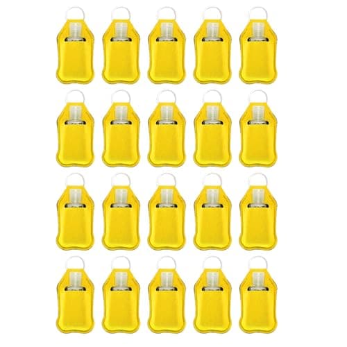 Omquot 20 Pcs Refillable Leak Proof Squeeze Bottle Keychain for Travel Camping with Neoprene Pouches, Yellow, #813 — view 2