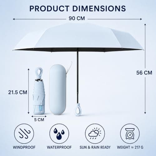 Mini Travel Sun Umbrella with Ring Handle UPF 50+ UV Protection，Mint Green — view 4