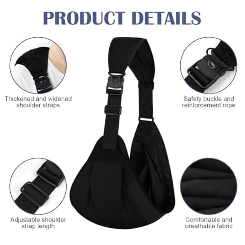 AYESY Baby Carrier, Portable Toddler Sling Carrier with Adjustable Thick Shoulder Straps, Soft Baby Sling for Newborn Up to 3-24 Months, Breathable and Comfortable(Black) — view 3