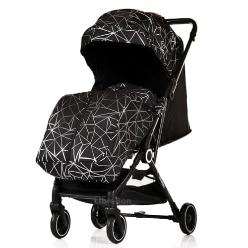 Lightweight Stroller, Baby Pushchair, Compact Travel Buggy, Up to 22kg, One Hand Foldable, Upgraded Wheels, Four Seasons Stroller, Foot Cover, Cabin Approved (Black Silver Net) — view 4