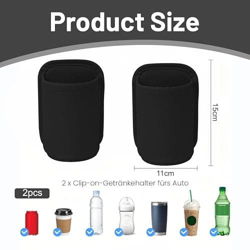 Auroriel 2 Piece Car Cup Holder, Rear Seat Clip, Large Cup and Bottle Holder, Multifunctional Door Pocket, Storage Organizer, Black PU Leather — view 2