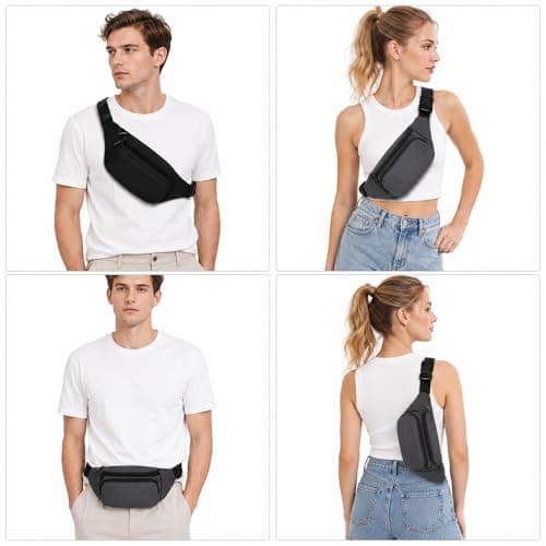 Bumbags Waist Fanny Pack Running Belt for Men Women Unisex Bum Bag Adjustable Belt for Outdoors Workout Hiking Gifts for Ladies Boys (Black) — view 6