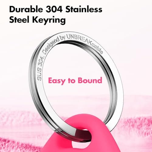 UNBREAKcable 360° Protective Case for AirTag (1st & 2nd Generation) [4 Pack], TPU Full Cover Keyring Holder with 304 Stainless Steel Keychain, Scratch-Resistant Design for Keys, Bags, Luggage — view 5