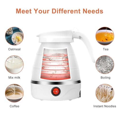 ZHSDUEWN Foldable Electric Kettle, Travel Camping Mini Portable Collapsible Kettle Camping Kettle Electric, Small Caravan Coffee Maker for Outdoor Hiking Bedroom (600ML) — view 6