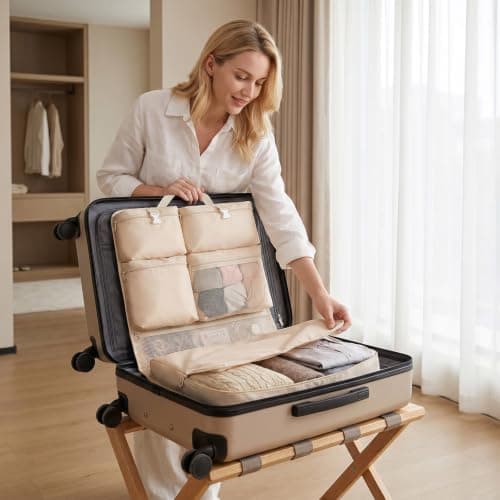 NIFTYY 6-in-1 Hanging Travel Organiser Bag with Waterproof Compartments – Foldable Luggage Storage Packing Cubes for Clothes – Portable Hanging Wardrobe for Business Trips (grey) — view 6