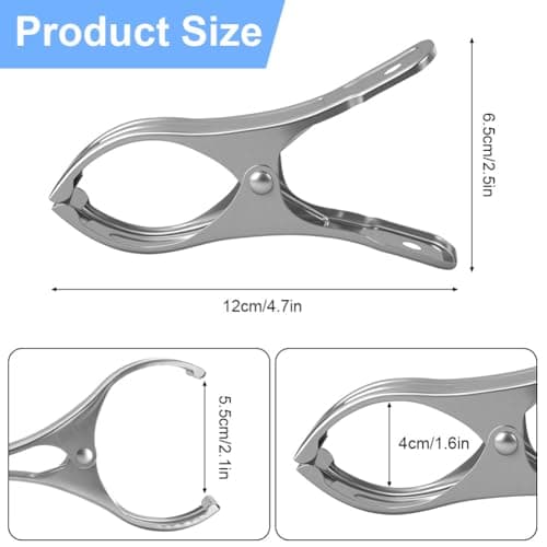 Vicloon Stainless Steel Beach Towel Clips, 12 Pcs 12cm Large Stainless Steel Sunbed Towel Pegs, Stainless Steels Laundry Clip Towels Pegs for Sunbeds, Sun Loungers, Pool Chairs, Laundry — view 2