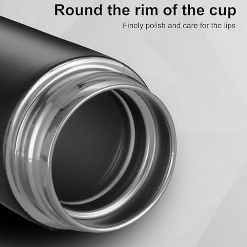 500ML Coffee Cups Travel Mugs with Temperature Display, Stainless Steel Vacuum Insulated Water Bottle with Inner Tea Strainer, Portable Travel Cup, 12-Hour Thermal Insulation 500ml Dark — view 5
